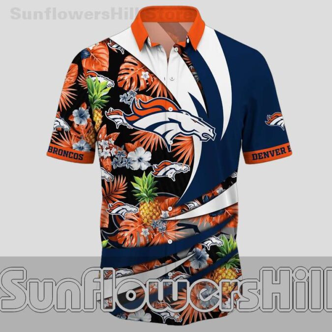 Denver Broncos Pineapple Print Hawaiian Shirt for Summer Beach Trips