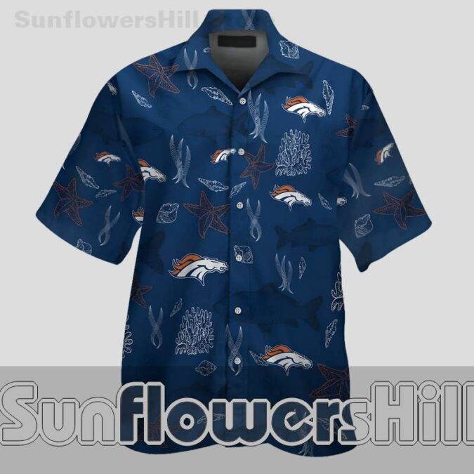 Denver Broncos Starfish Navy Hawaiian Shirt for Beach Trips and Game Day