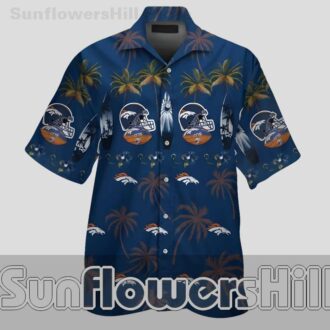 Denver Broncos Surfboard Print Button Up Casual Shirt for Football Fans