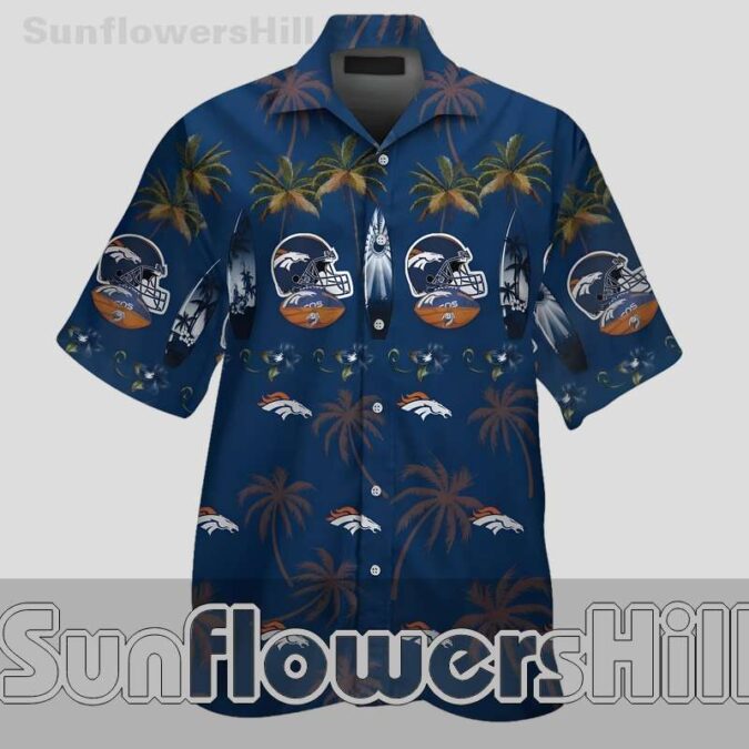 Denver Broncos Surfboard Print Button Up Casual Shirt for Football Fans