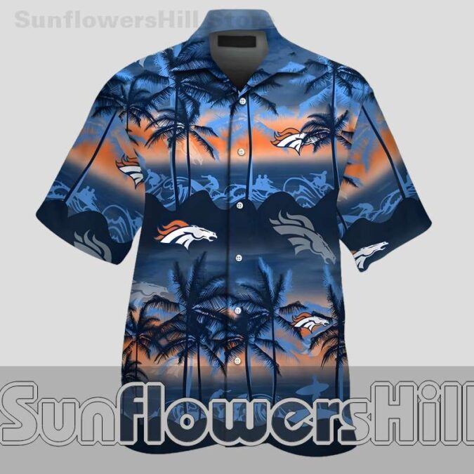 Denver Broncos Tropical Night Sky Short Sleeve Shirt for Vacation Wear