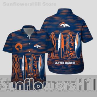 Denver Broncos Tropical Surf Style Casual Shirt for Vacations and BBQs