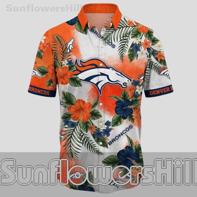 Denver Broncos Tropical White Casual Hawaiian Shirt for Football Fans