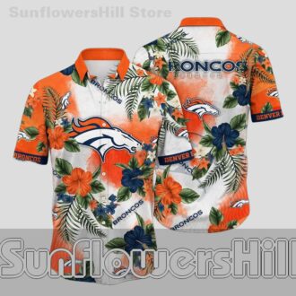 Denver Broncos Tropical White Casual Hawaiian Shirt for Football Fans