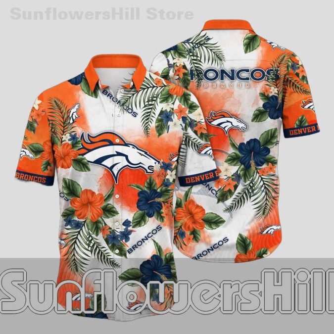 Denver Broncos Tropical White Casual Hawaiian Shirt for Football Fans