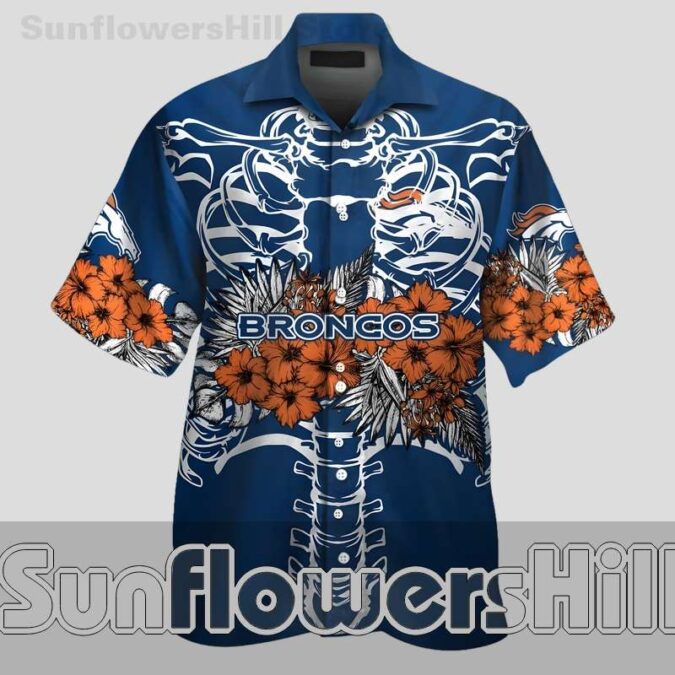 Denver Broncos Unique Skeleton Floral Aloha Shirt for Beach Trips Denver Broncos Unique Skeleton Floral Aloha Shirt for Beach Trips
