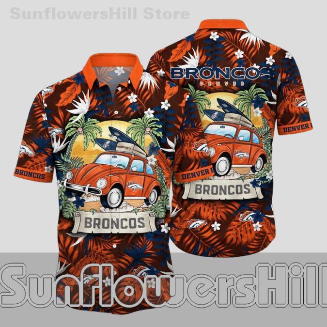 Denver Broncos Vintage Car Hawaiian Shirt for Beach Trips and Game Day