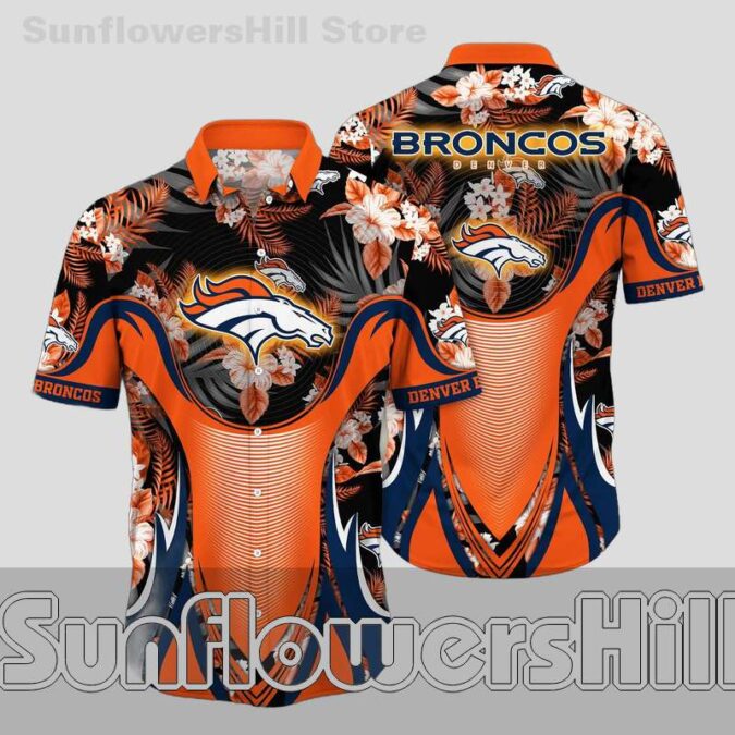 Limited Edition Denver Broncos Orange Wave Button Up Shirt for Sports Lovers