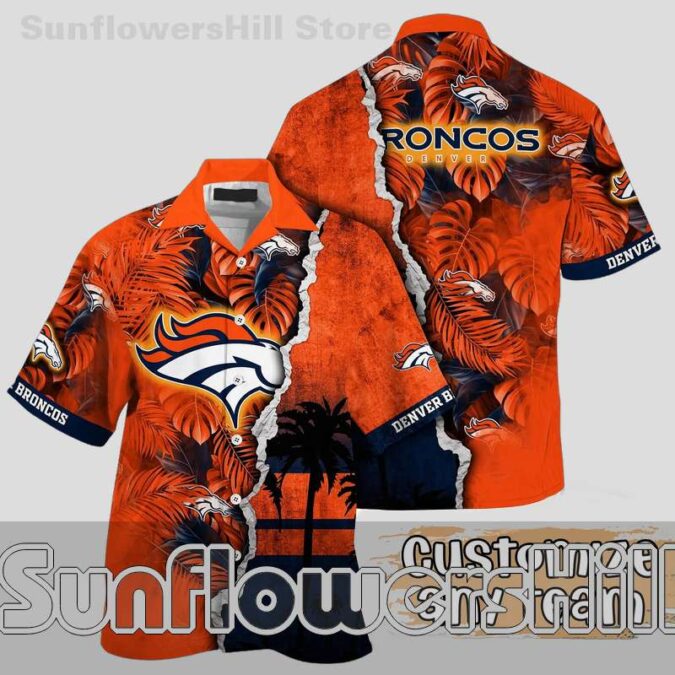 Personalized Denver Broncos Sunset Silhouette Casual Hawaiian Shirt for Summer Tailgates