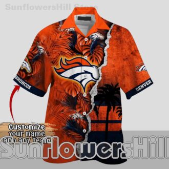 Personalized Denver Broncos Sunset Silhouette Casual Hawaiian Shirt for Summer Tailgates