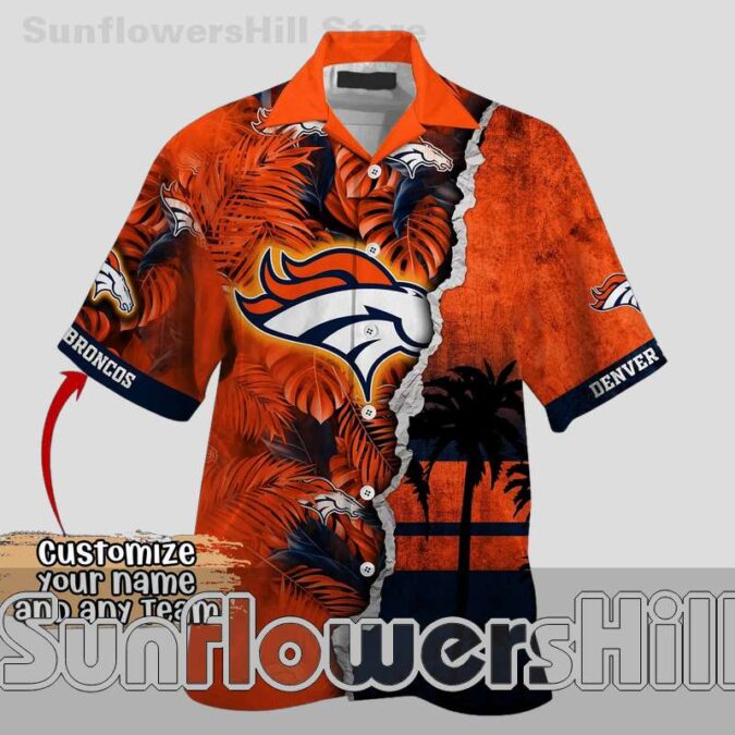 Personalized Denver Broncos Sunset Silhouette Casual Hawaiian Shirt for Summer Tailgates