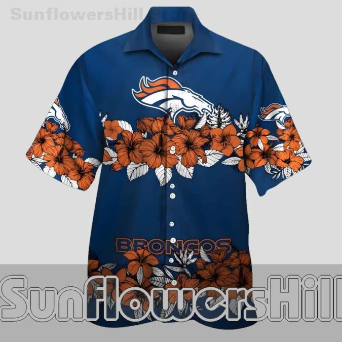 Top Selling Denver Broncos Navy Blue Flower Print Hawaiian Shirt Summer Beach Vacation Wear