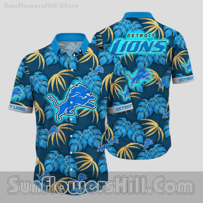 Best Selling Detroit Lions Blue Monstera Aloha Shirt for Football Fans