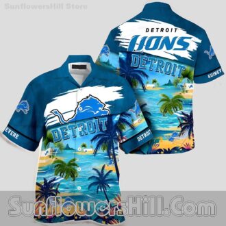 Custom Name Detroit Lions Coconut Island Relaxed Fit Unisex Shirt for Summer Vacations and Game Day