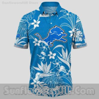Detroit Lions Aloha Blue White Flower Casual Shirt for Fans and Vacations