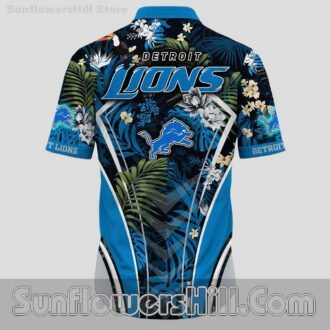 Detroit Lions Blue Black Floral Aloha Button Up Shirt for Beach Parties