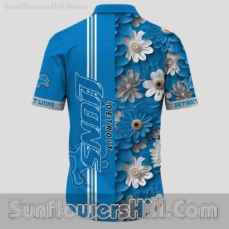 Detroit Lions Blue Daisy Hawaiian Shirt for Beach Trips and Summer Fans
