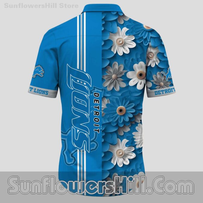 Detroit Lions Blue Daisy Hawaiian Shirt for Beach Trips and Summer Fans