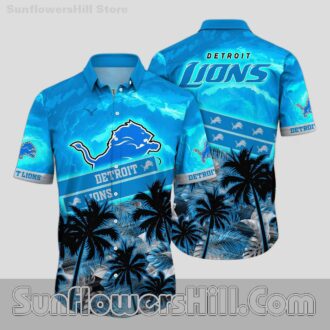 Detroit Lions Blue Sky Aloha Button Up Shirt for BBQ and Holiday Gatherings