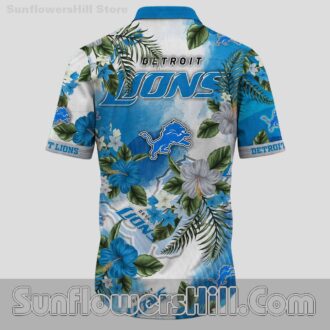 Detroit Lions Blue White Hibiscus Theme Hawaiian Shirt for Beach Trips and Game Day