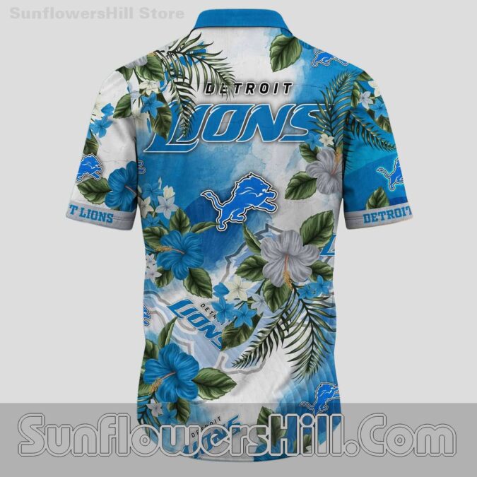 Detroit Lions Blue White Hibiscus Theme Hawaiian Shirt for Beach Trips and Game Day