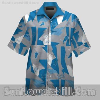 Detroit Lions Bold Geometric Button Up Casual Shirt for Football Fans and BBQs
