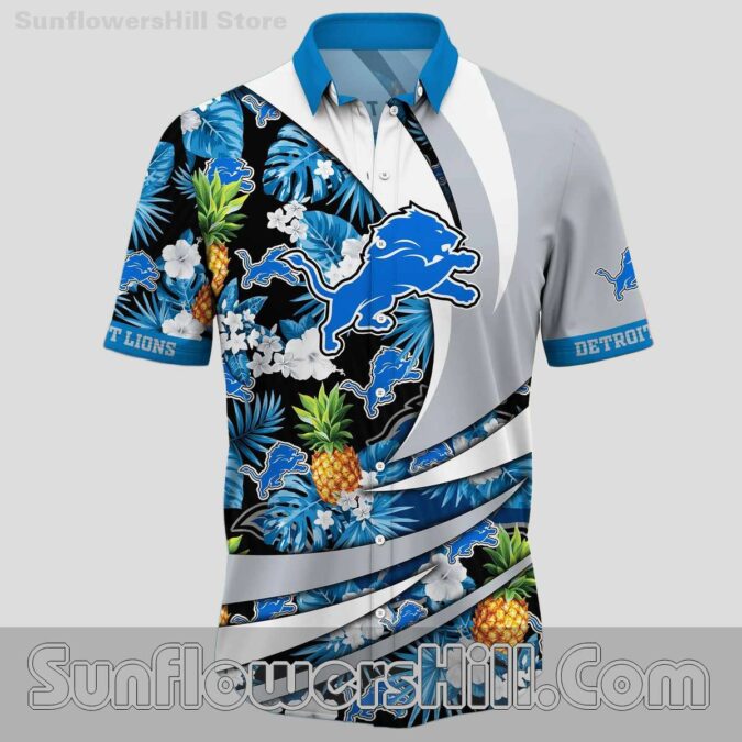 Detroit Lions Bold Logo Short Sleeve Hawaiian Shirt for Dedicated NFL Fans