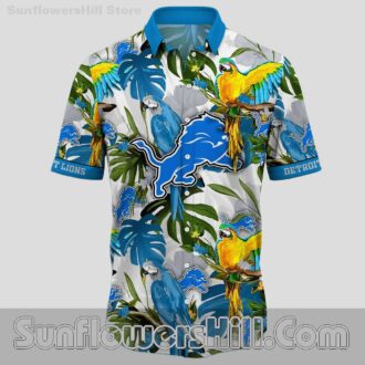 Detroit Lions Bold Parrot and Palm Leaf Hawaiian Shirt for Men and Women