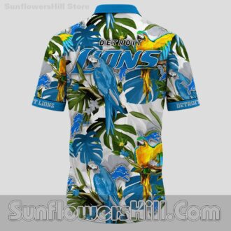 Detroit Lions Bold Parrot and Palm Leaf Hawaiian Shirt for Men and Women