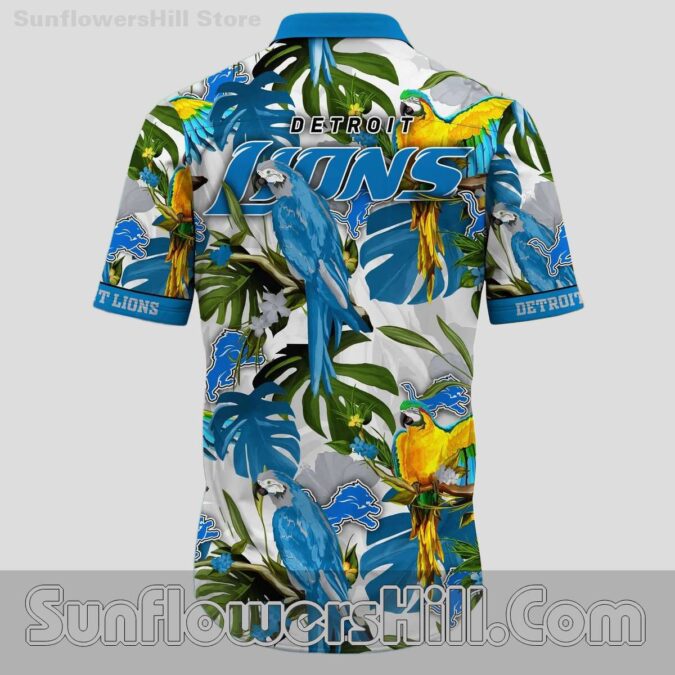 Detroit Lions Bold Parrot and Palm Leaf Hawaiian Shirt for Men and Women