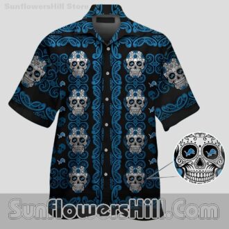 Detroit Lions Bold Sugar Skull Unisex Hawaiian Shirt for BBQ and Tailgate Events
