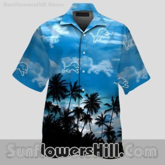 Detroit Lions Cloud Print Hawaiian Shirt for Beach Trips and Summer BBQs