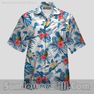 Detroit Lions Colorful Palm and Flower Button Down Shirt for Summer Celebrations