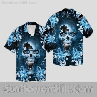 Detroit Lions Dark Tropical Skull Short Sleeve Casual Shirt for Summer Nights