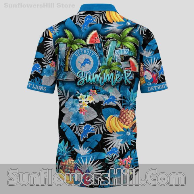 Detroit Lions Fruit Print Relaxed Fit Hawaiian Shirt for Dads and Husbands