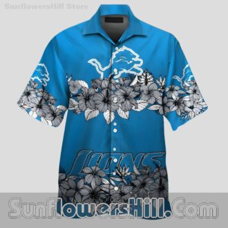 Detroit Lions Graphic Flower Button Down Shirt for Summer Style and Team Spirit