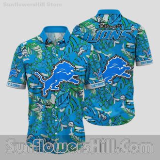 Detroit Lions Green Foliage Aloha Shirt for Fans and Family Gatherings