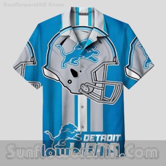Detroit Lions Helmet Graphic Hawaiian Shirt for Football Fans and Game Day