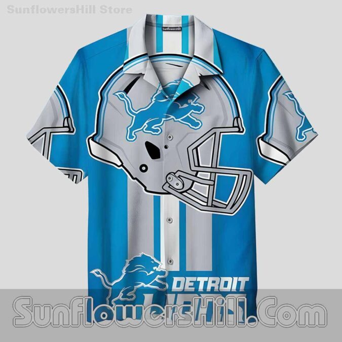 Detroit Lions Helmet Graphic Hawaiian Shirt for Football Fans and Game Day
