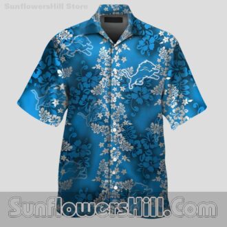 Detroit Lions Hibiscus Print Button Up Casual Shirt for Game Day Fans