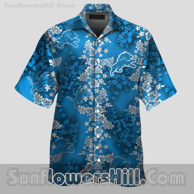 Detroit Lions Hibiscus Print Button Up Casual Shirt for Game Day Fans
