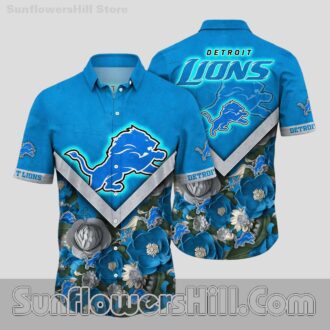 Detroit Lions Honolulu Blue Aloha Shirt for Casual Wear and Game Day