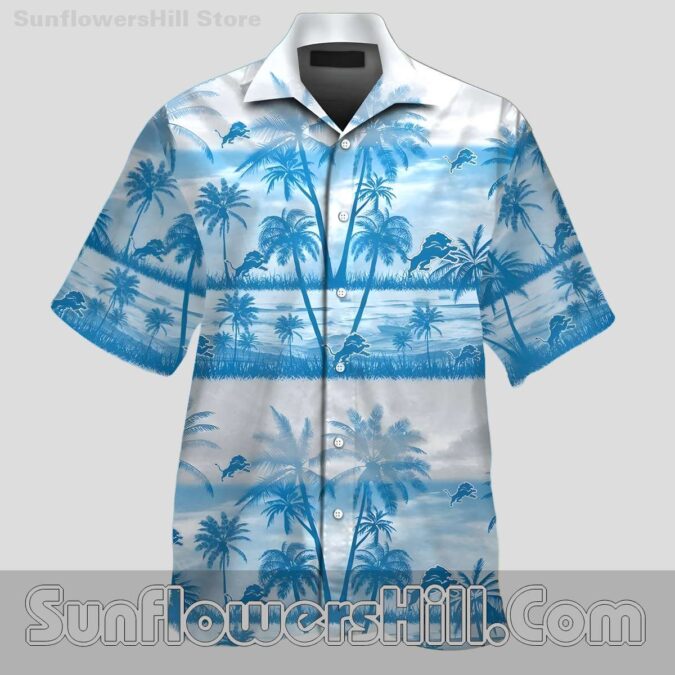 Detroit Lions Light Blue Island Style Hawaiian Shirt for Dad and Football Fans