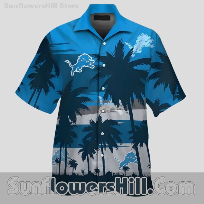 Detroit Lions Ocean Stripe Short Sleeve Hawaiian Shirt for Summer BBQs