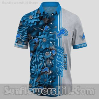 Detroit Lions Palm Leaf and Blossom Aloha Shirt for Vacation and BBQs