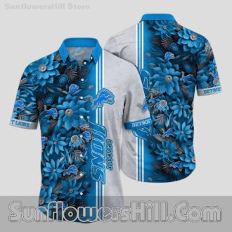 Detroit Lions Palm Leaf and Blossom Aloha Shirt for Vacation and BBQs