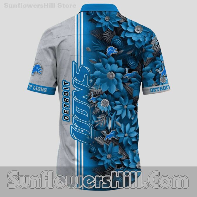Detroit Lions Palm Leaf and Blossom Aloha Shirt for Vacation and BBQs