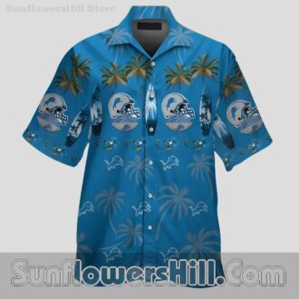 Detroit Lions Palm Tree and Helmet Hawaiian Shirt for Summer Game Day