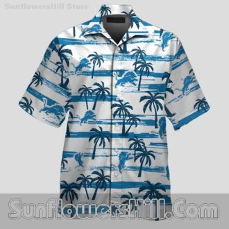 Detroit Lions Palm Tree Stripe Hawaiian Shirt for Summer Beach Trips