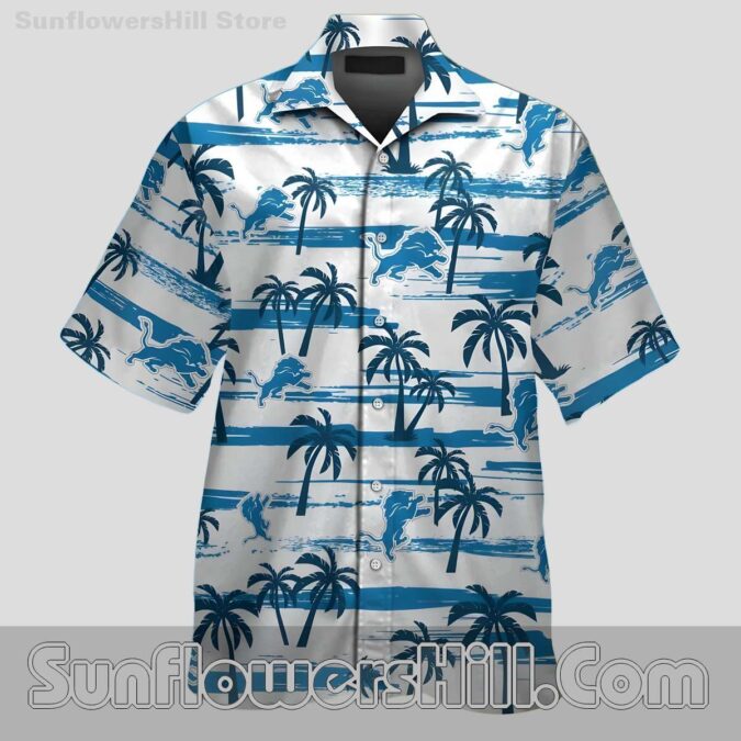Detroit Lions Palm Tree Stripe Hawaiian Shirt for Summer Beach Trips